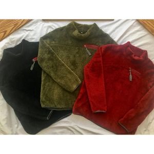 Burgundy red fleece pullover, NWT, sz L/XL, stretchy, cowl neck